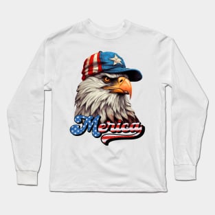 Merica Patriotic USA Eagle 4th of July Long Sleeve T-Shirt